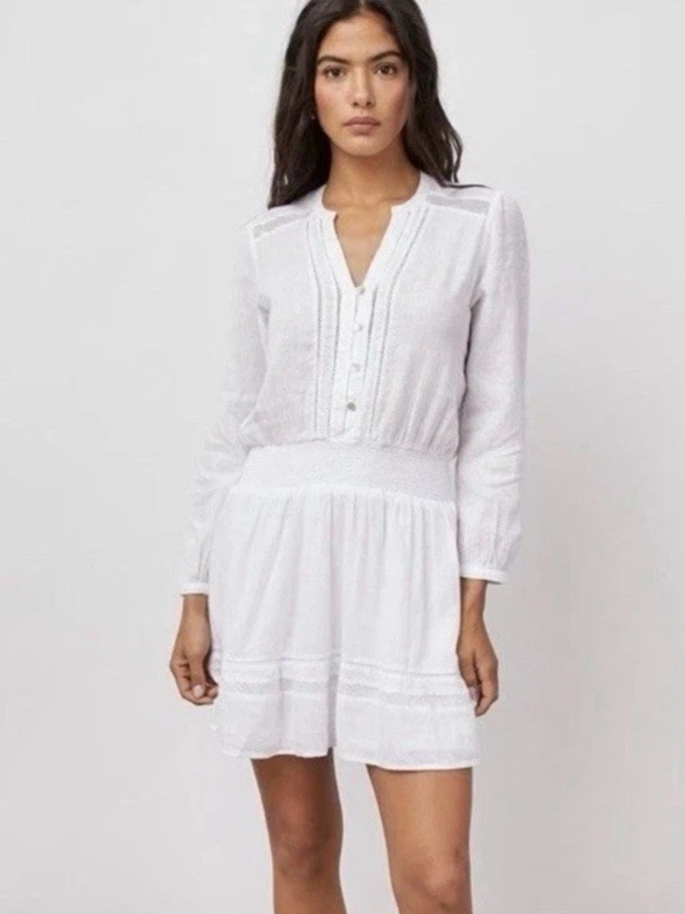 Rails Jasmine White Lace Detail Dress Women’s Small Linen Cotton Blend $228